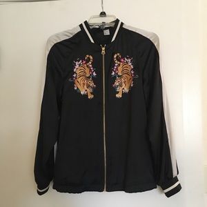 Tiger embroidered bomber jacket